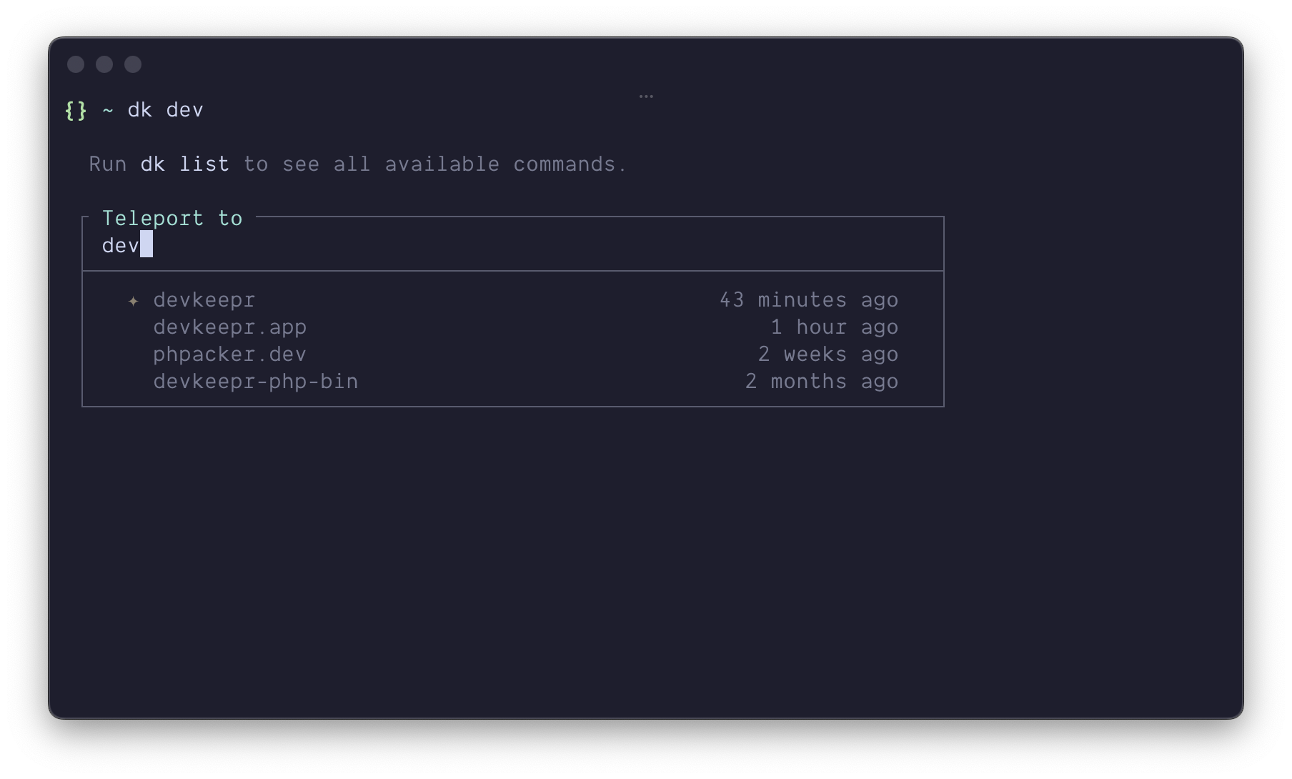 CLI search prompt